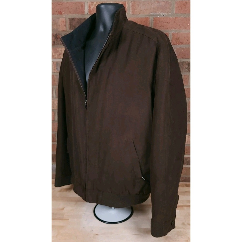 Jos A Bank Jacket Mens XL Brown Plaid Lined Bomber Removable Liner‎ Full Zip